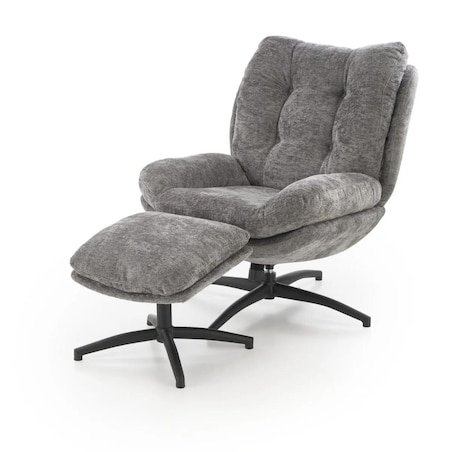 Fotel tapicerowany PESTO szary obrotowy z podnóżkiem