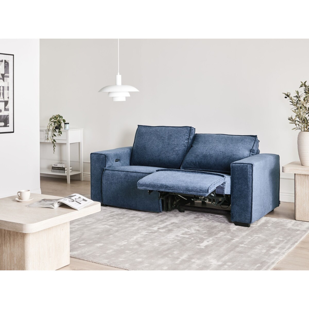 Sofa z elektryczną funkcją relaksu NUKARI Niebieski dla 3 osób