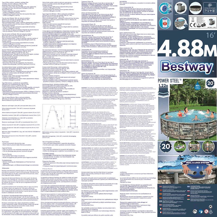 Bestway Basen Power Steel, z zestawem akcesoriów, 488 x 122 cm