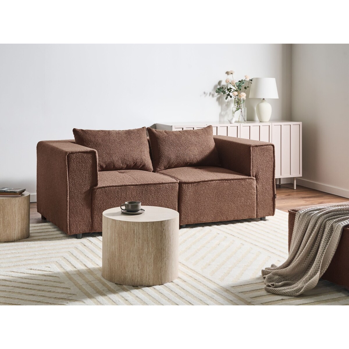 Sofa modułowa dla 2 osób AXEBO Boucle Brązowy