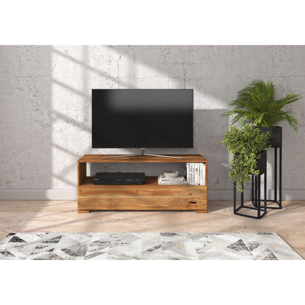 Drewniana szafka Rtv dębowa Visby Sandema / Lakier naturalny