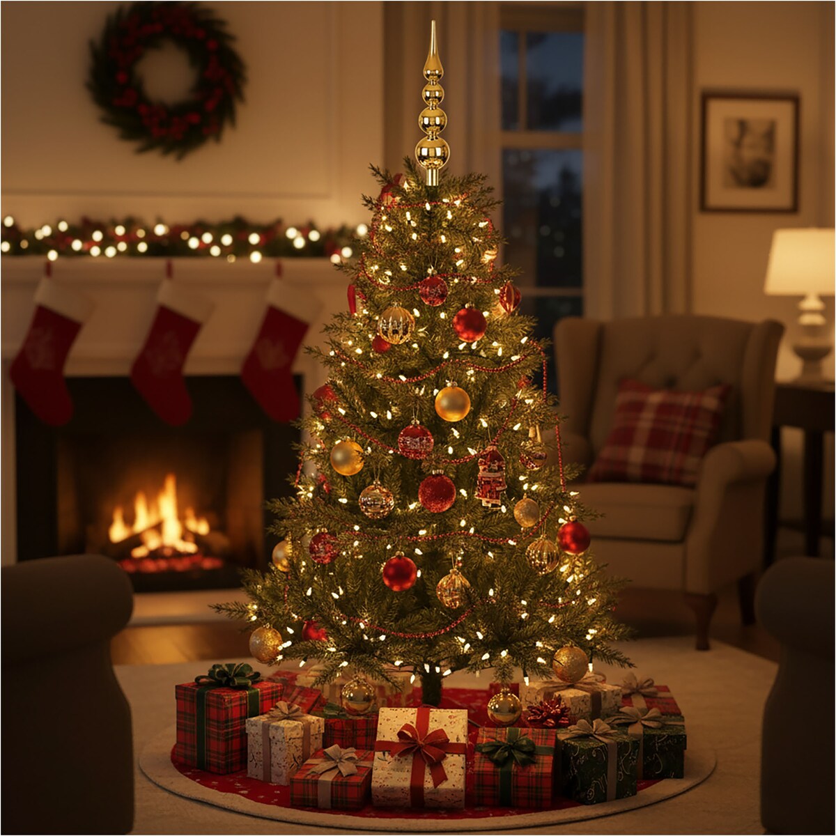 Czubek Na Choinkę Szpic Dekoracja Świąteczna Ozdobna Szklana 28 Cm Złota