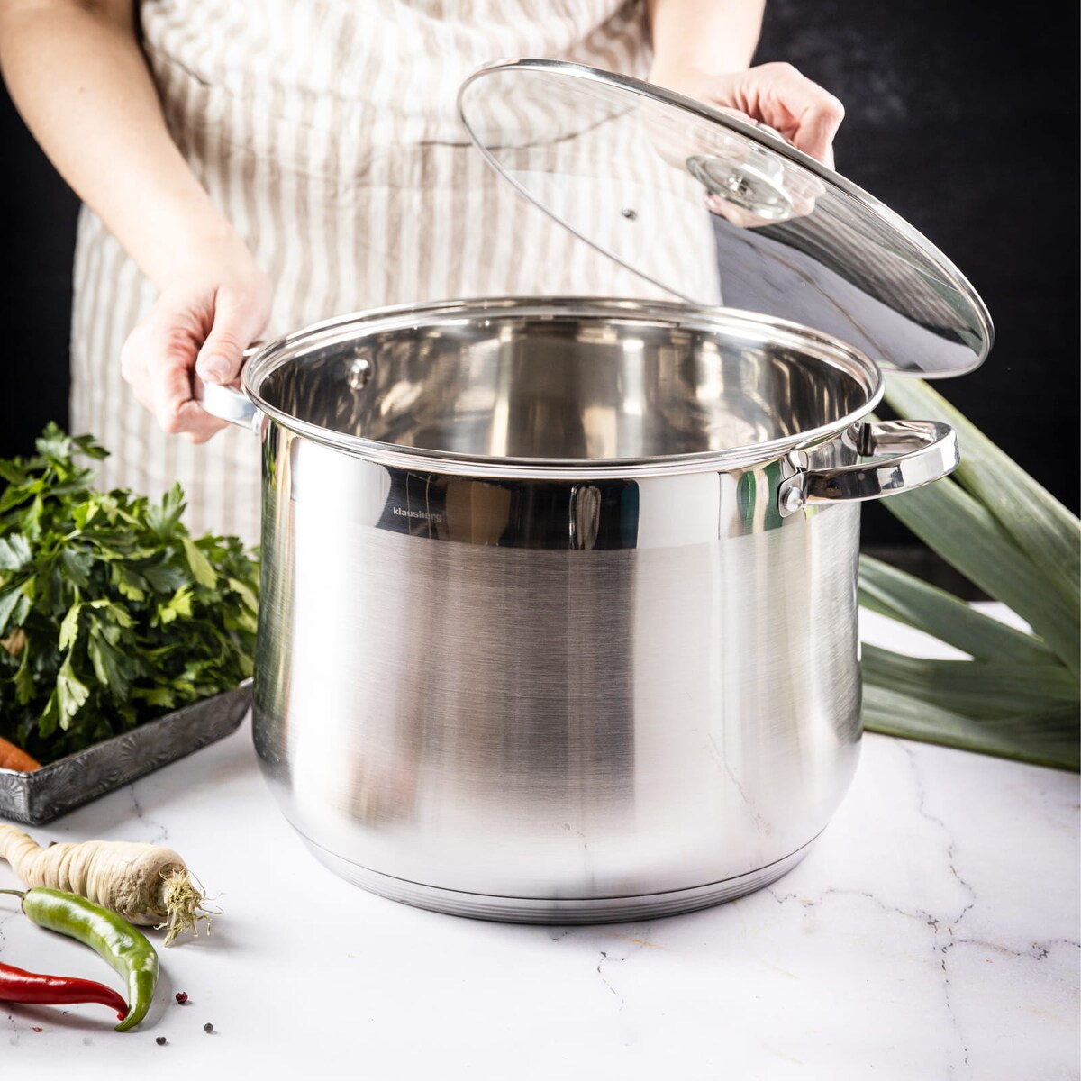 Garnek stalowy gastronomiczny duży 7.0L 22cm KLAUSBERG