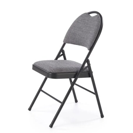 Krzesło tapicerowane K566 szare/czarne składane