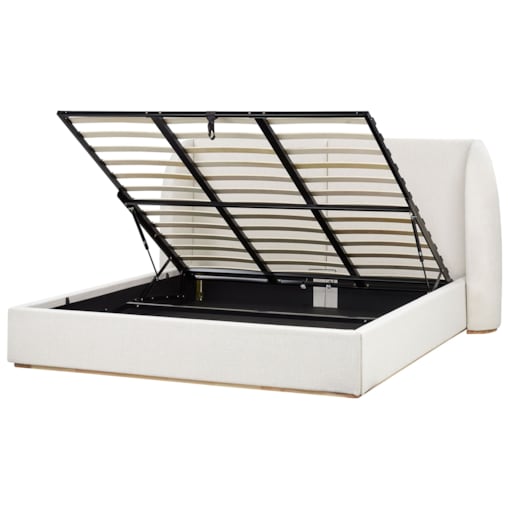 Łóżko z pojemnikiem MONESTIER 180 x 200 cm Złamana biel