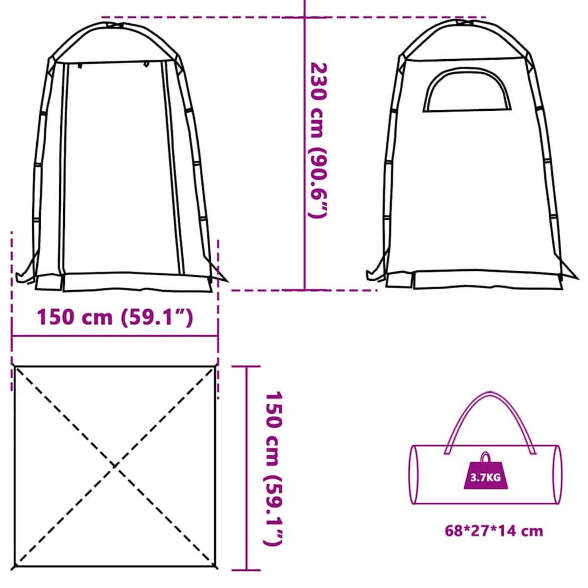 vidaXL Namiot prysznicowy, oliwkowy, wodoodporny