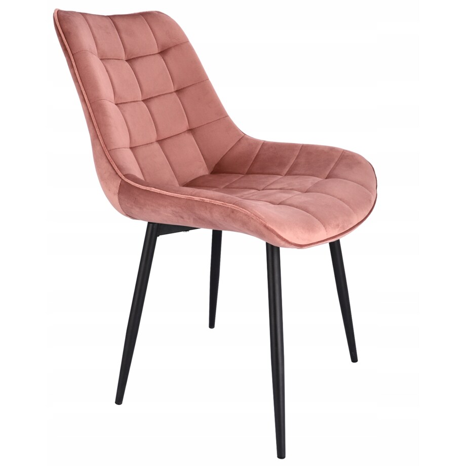 Krzesło tapicerowane welurowe MISTY różowe