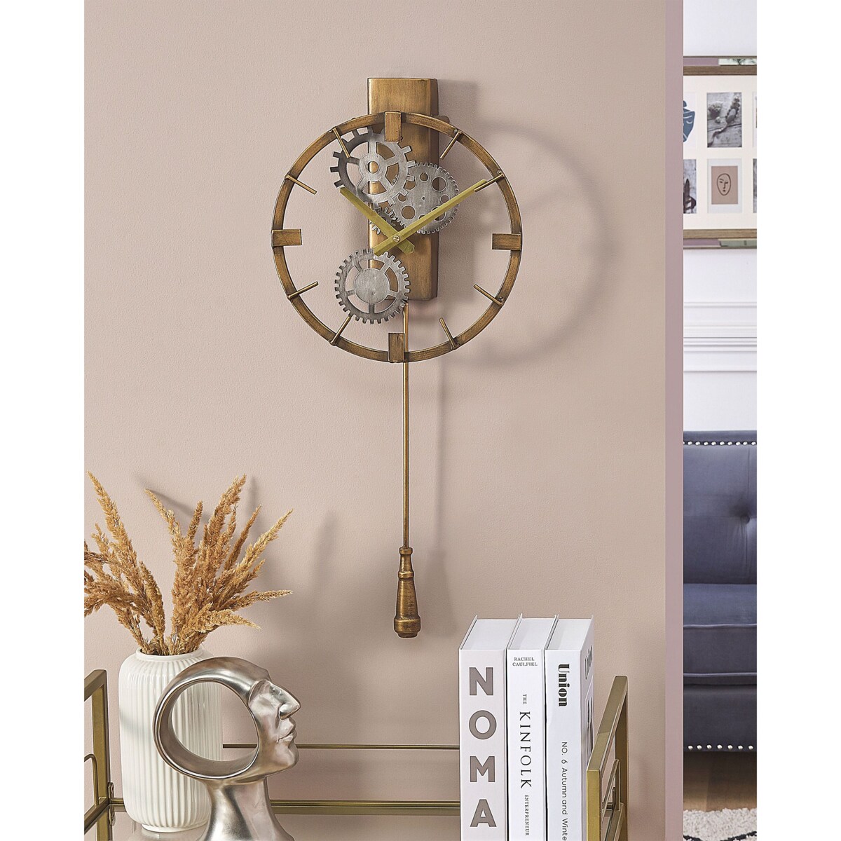Zegar ścienny z wahadłem ø 30 cm złoty MARCOTE