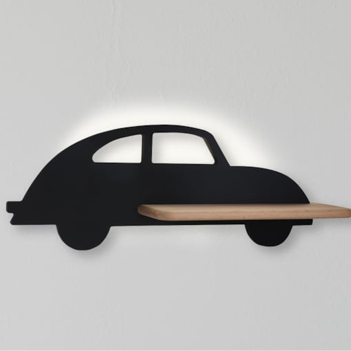Drewniana LAMPA ścienna Kids Car 21-85078 Candellux dekoracyjna OPRAWA dziecięca LED 5W 4000K półka samochód czarny drewno