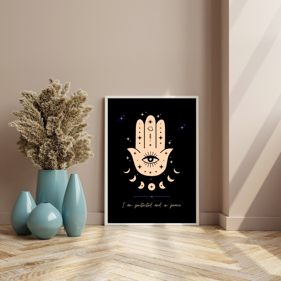 Plakat joga - HAMSA PROTECTION