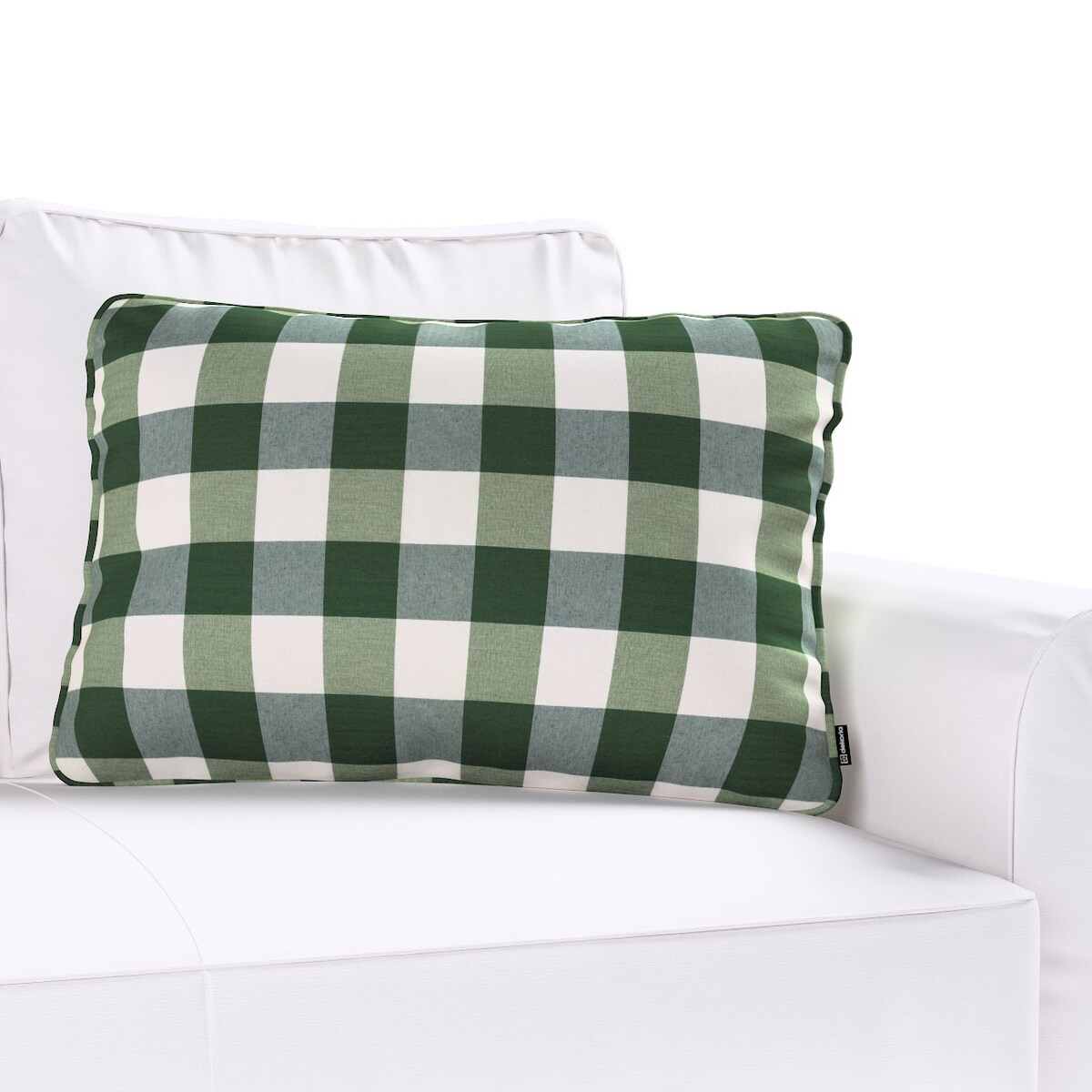 Poszewka Gabi na poduszkę prostokątna 60x40 zielono-biała krata (5,5x5,5cm)