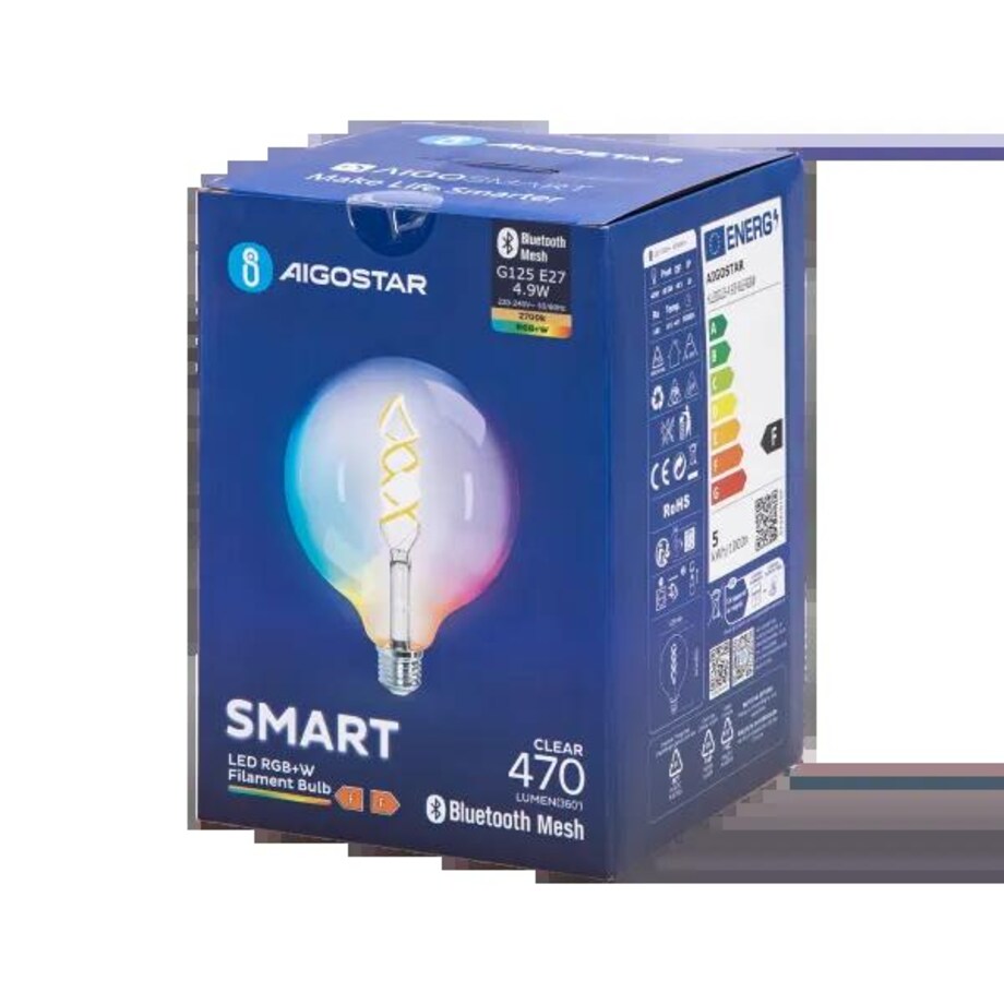inteligentna żarówka bluetooth mesh g125 4.9w rgbw