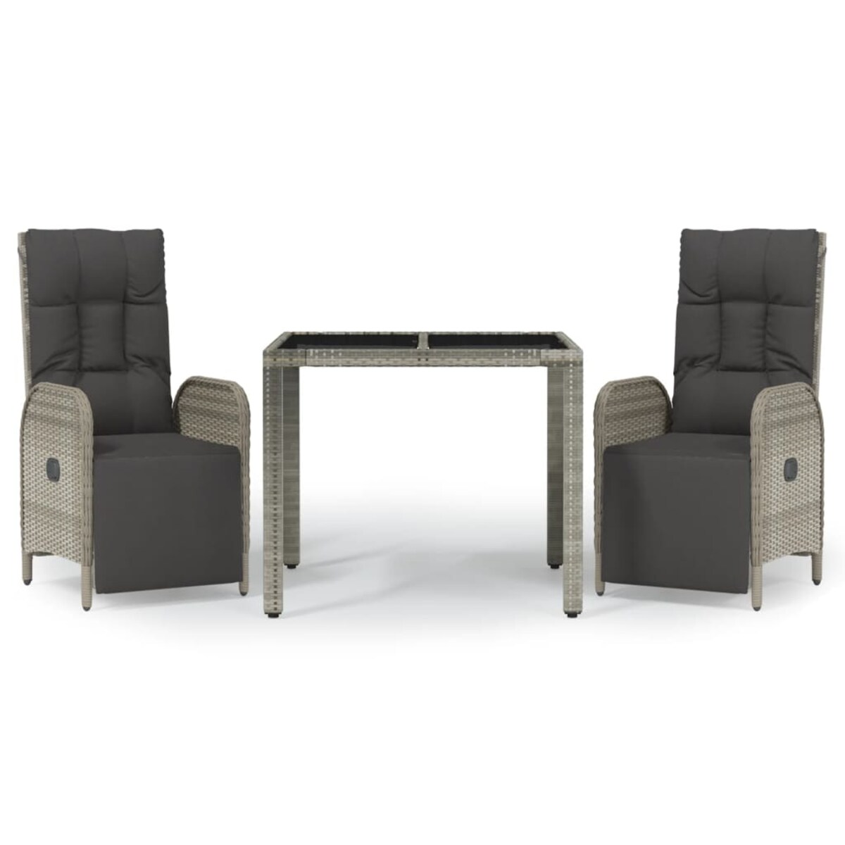 vidaXL 3-cz. zestaw mebli ogrodowych z poduszkami, szary rattan PE