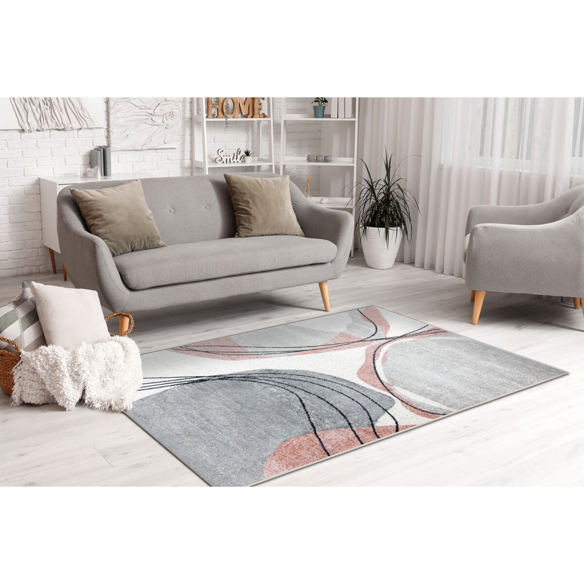 Dywan FUSION 5868 biały / ciemny róż - 200x290 cm