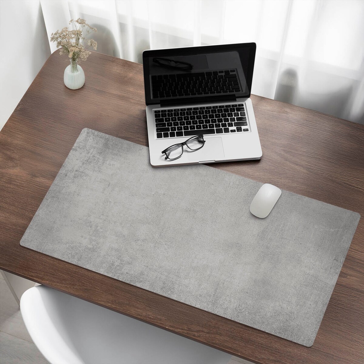 Szara mata na biurko Betonowa tekstura, 100x50 cm