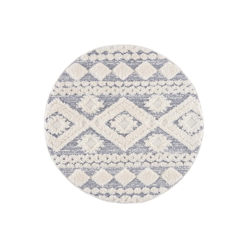 Dywan okrągły z efektem high low boho Focera 30050 Szary Krem 200x200