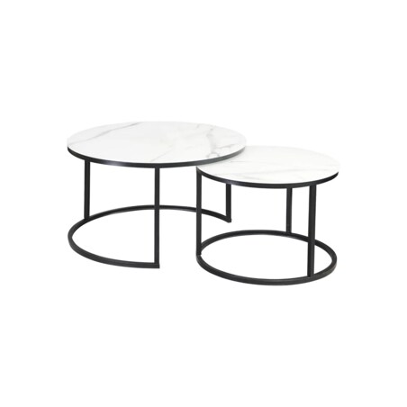 Zestaw 2 ław ATLANTA C biały marmur/czarny mat