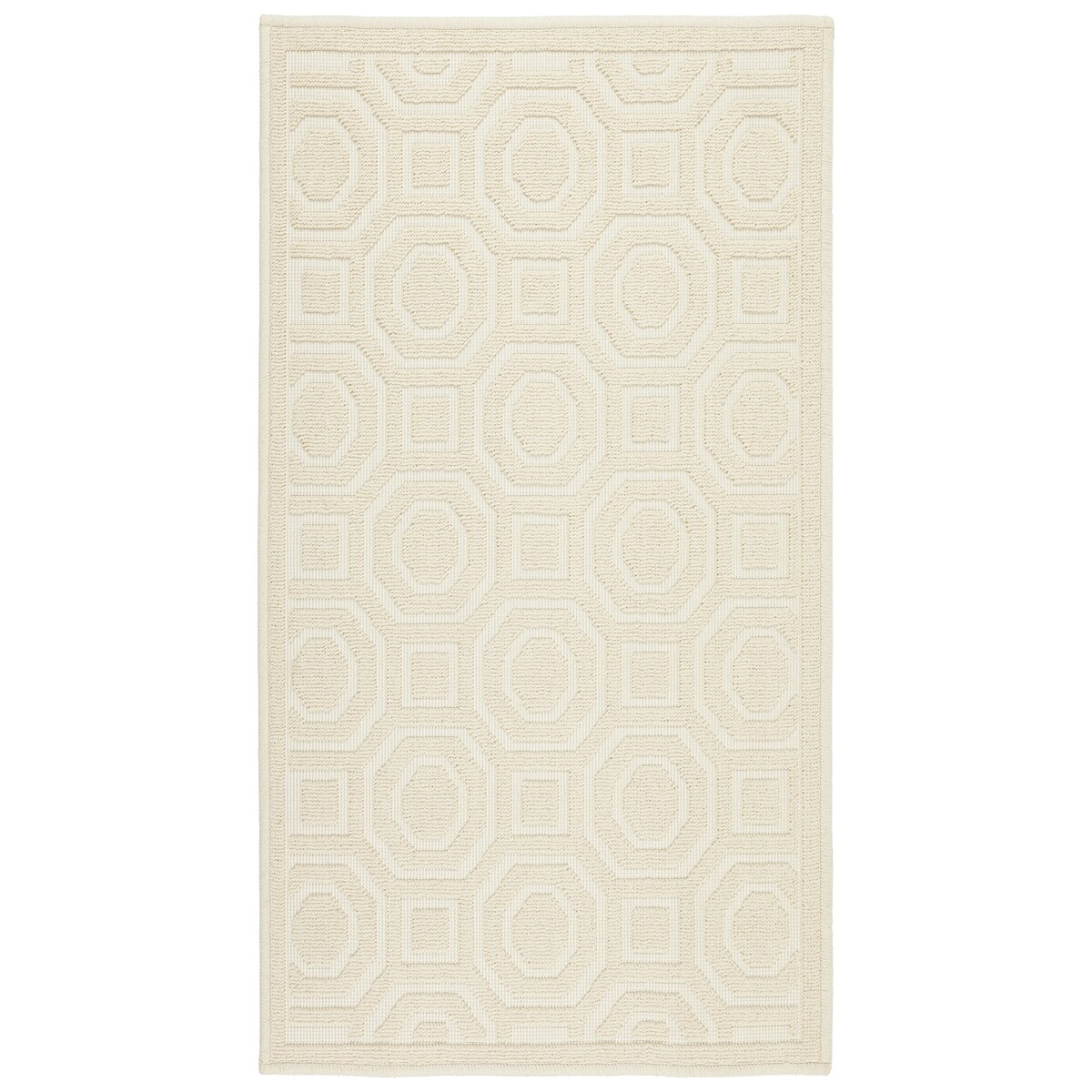 Dywanik łazienkowy Lino 73x135 cm bawełniany geometryczny beżowy