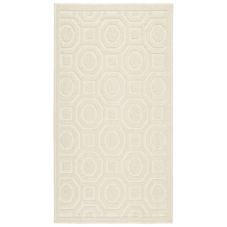 Dywanik łazienkowy Lino 73x135 cm bawełniany geometryczny beżowy