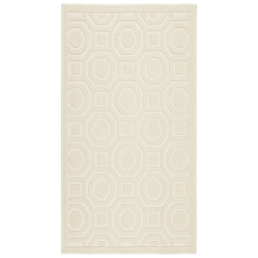 Dywanik łazienkowy Lino 73x135 cm bawełniany geometryczny beżowy