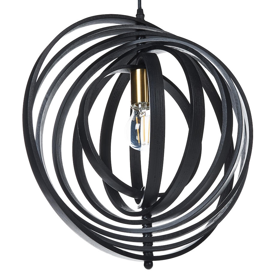Lampa wisząca MURRELL Drewno topolowe Czarny