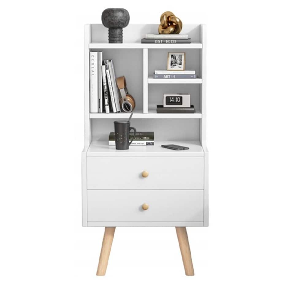 Szafka nocna stolik z 2 szufladami regał skandynawski sypialni salonu loft