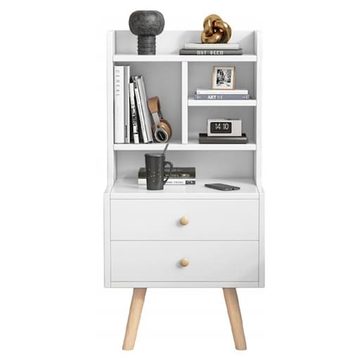 Szafka nocna stolik z 2 szufladami regał skandynawski sypialni salonu loft