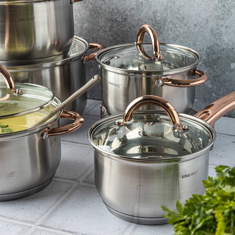 Zestaw garnków stalowych 10 ele. garnki na indukcję komplet Rosegold KINGHOFF