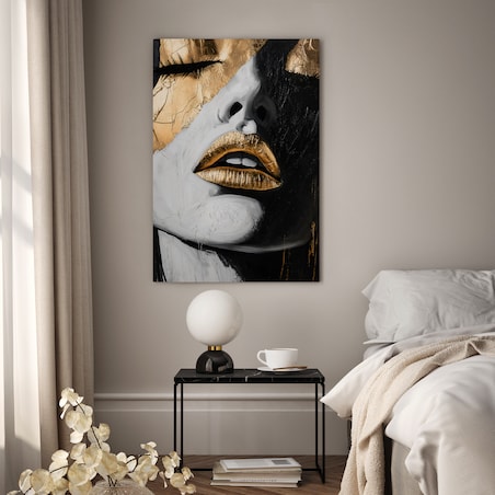 OBRAZ DO SYPIALNI NA PŁÓTNIE PORTRET KOBIETY ABSTRAKCJA STYL GLAMOUR 50x70cm