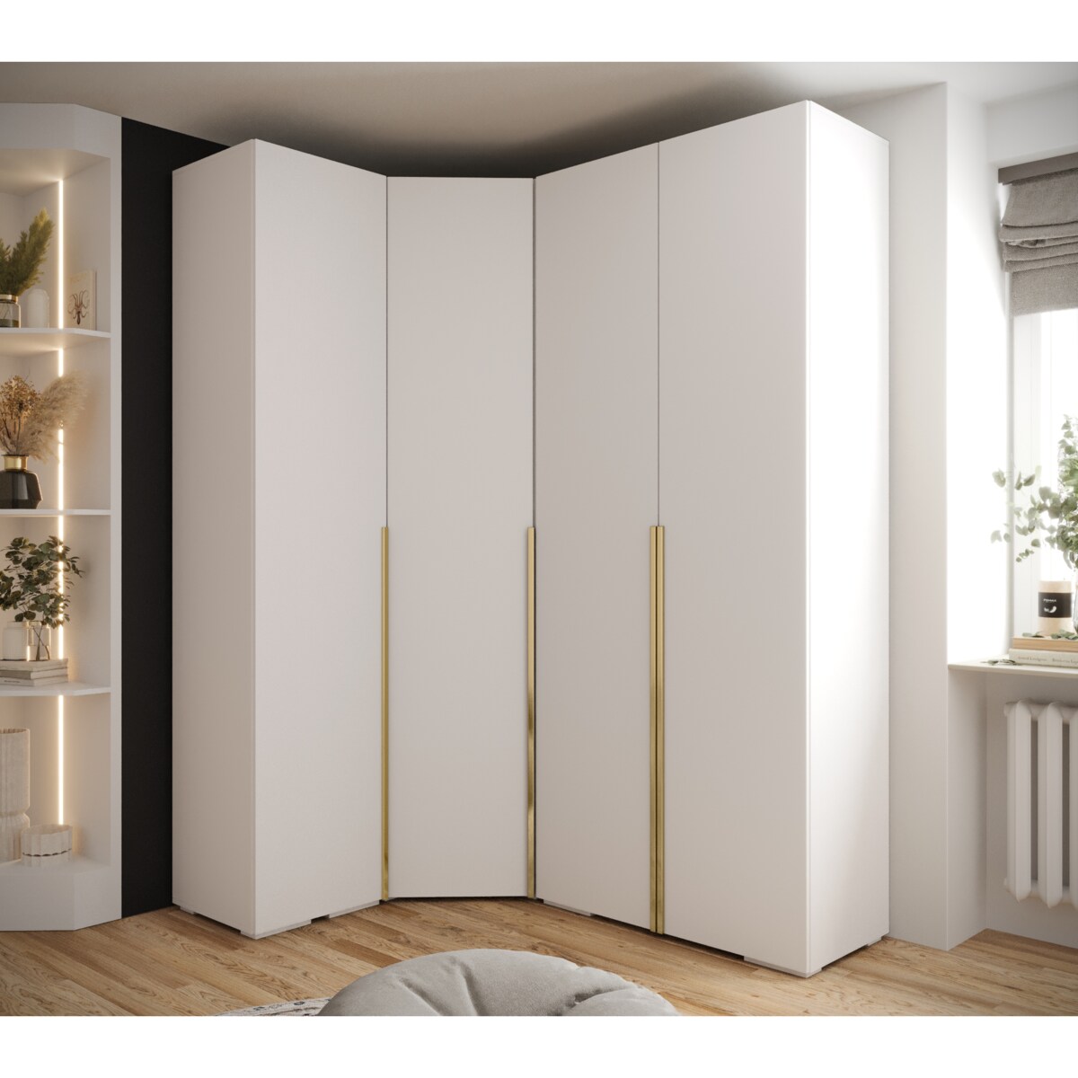 Garderoba wysoka do przedpokoju INOVA 1 Z3 biały+złoty