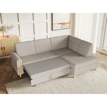 Rozkładany narożnik FLORA w tkannie bubble prawostronny- beżowy