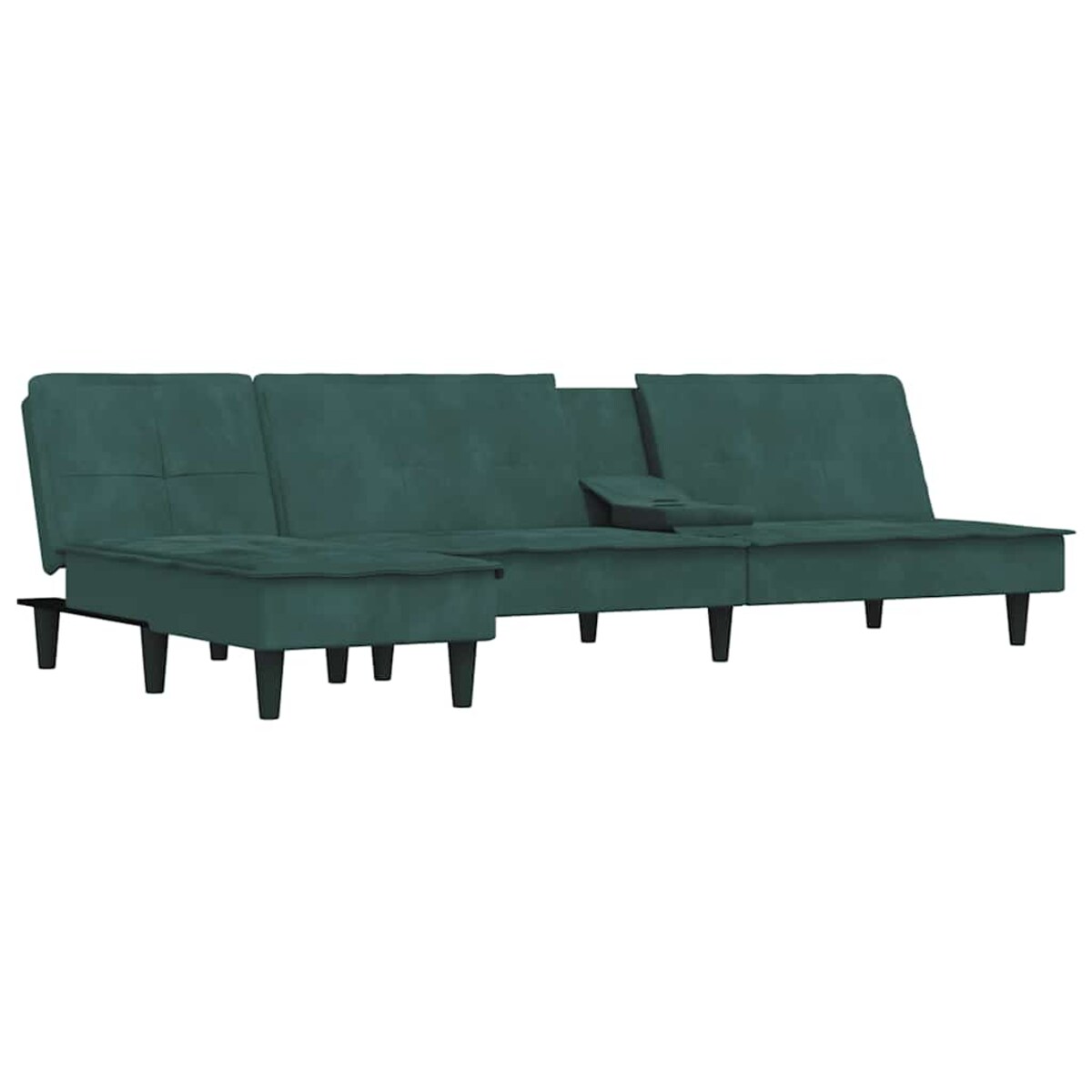 vidaXL Sofa rozkładana L, ciemnozielona, 255x140x70 cm, aksamit
