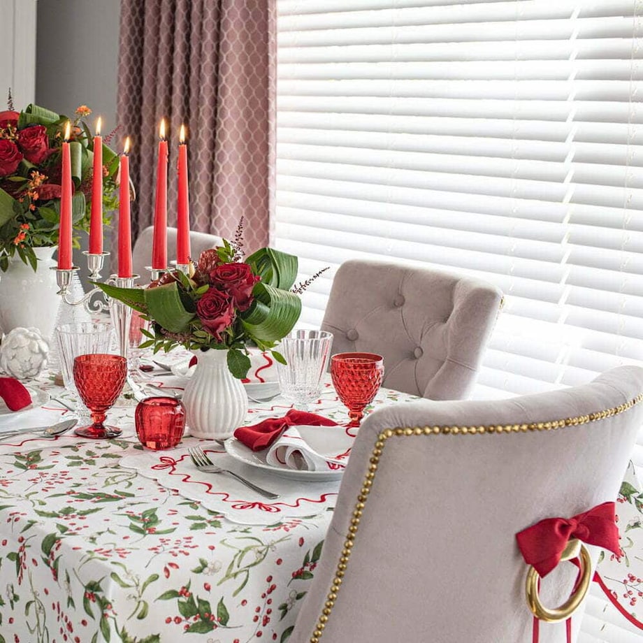 Haftowane podkładki Red Christmas Bows