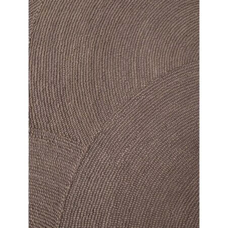 Dywan okrągły wełniany do salonu 120cm, brązowy wzór w półkola, efekt 3d