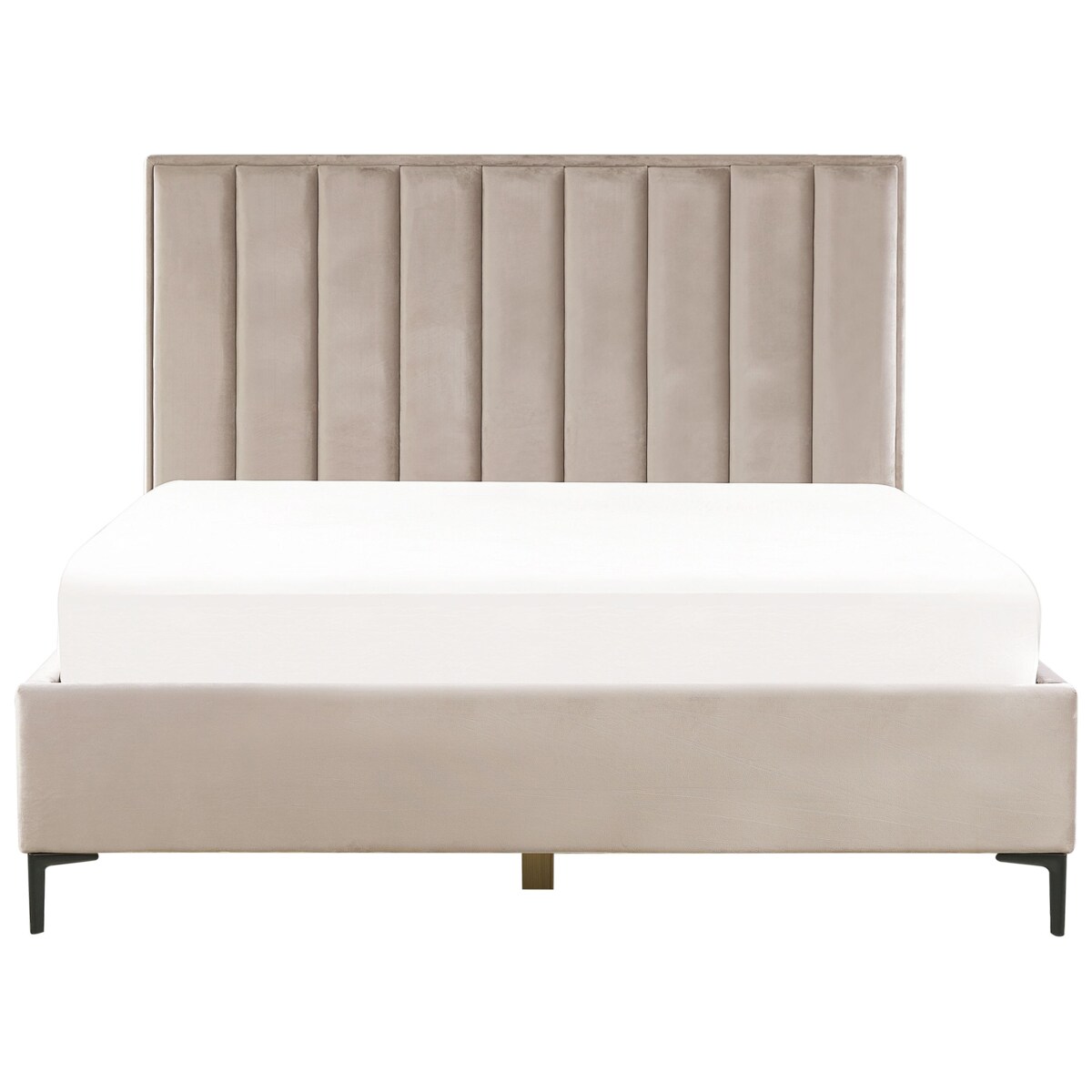 Łóżko z pojemnikiem welurowe 180 x 200 cm beżowoszare SEZANNE