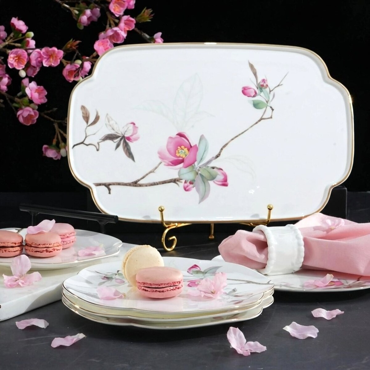 VILLA ITALIA Patera do ciasta porcelanowa Talerz 31,5 x 20,5 cm SPIRIT of JAPAN