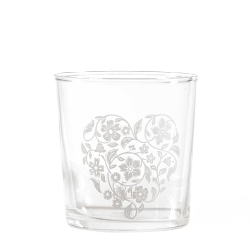 Zestaw 6 szklanek z grubym dnem Babila serce/kwiaty - Przezroczysty, 350 ml