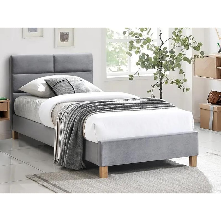 Łóżko tapicerowane SIERRA VELVET 90x200 szare
