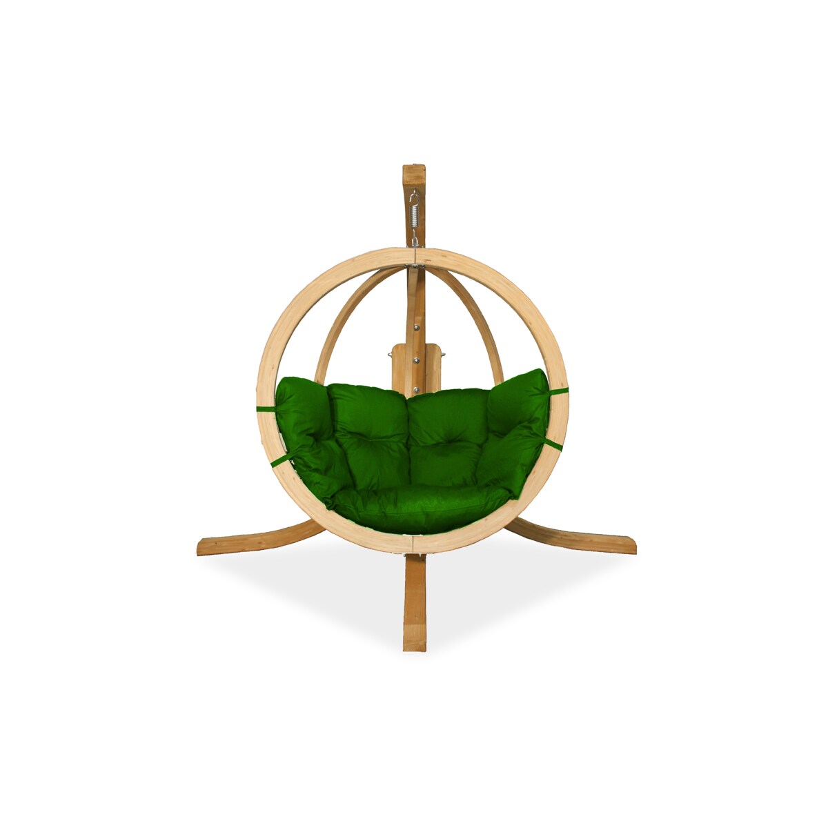 KONSIMO HIGLO Zielony drewniany, artystyczny, wiszący fotel w ogrodzie