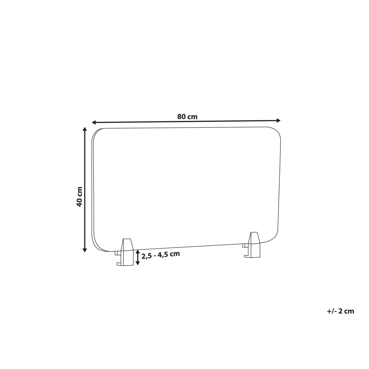 Przegroda biurkowa 80 x 40 cm Różne rozmiary