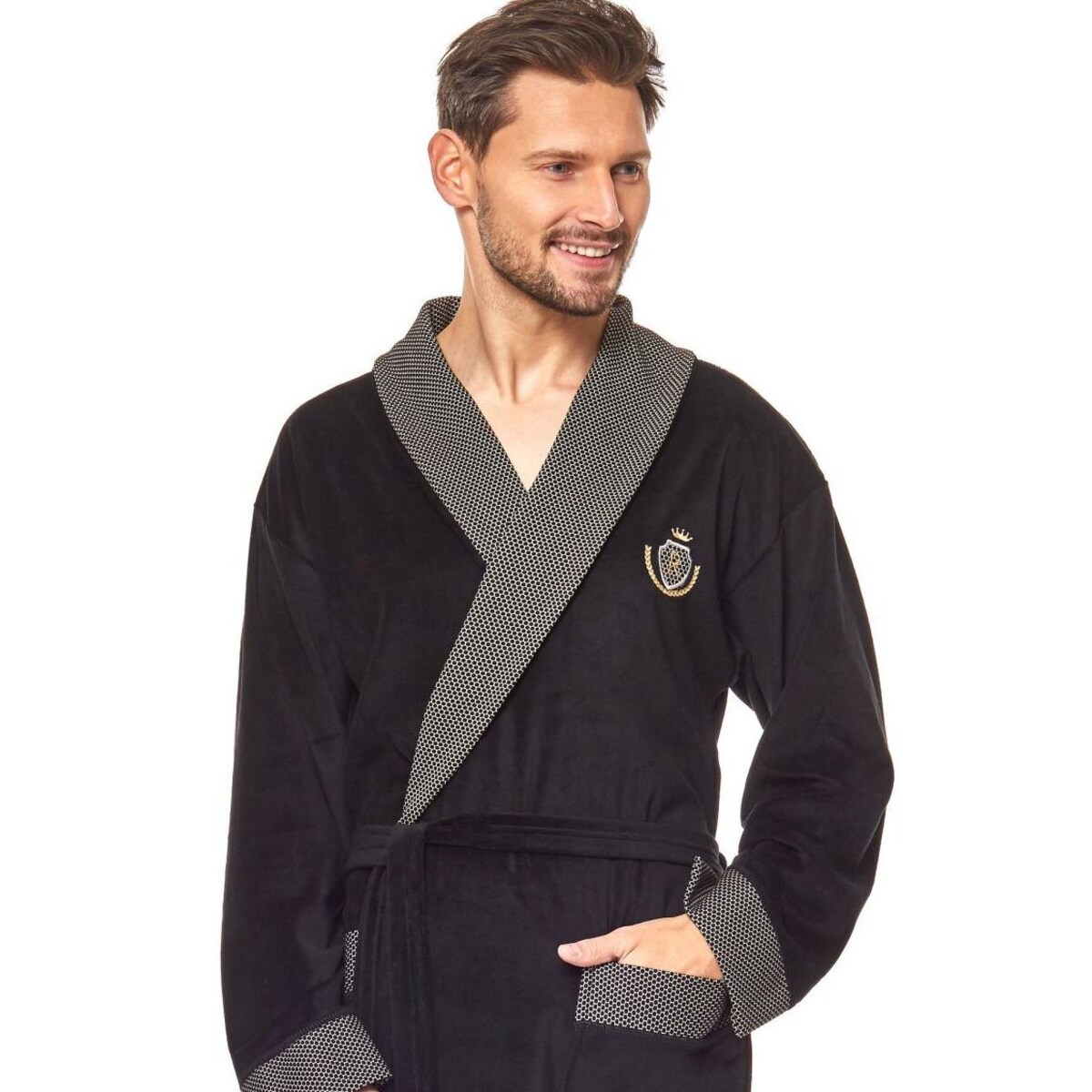 Szlafrok Duke 9102 Czarny Czarny, XXL