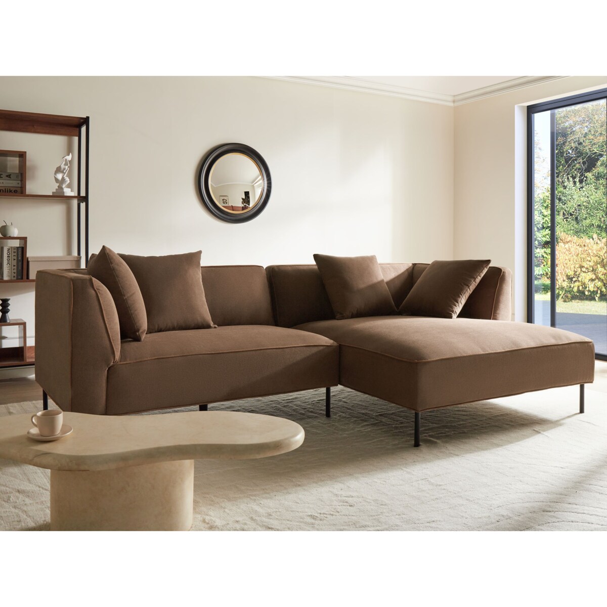 Narożnik dla 3 osób SATER Brązowy Lewostronny