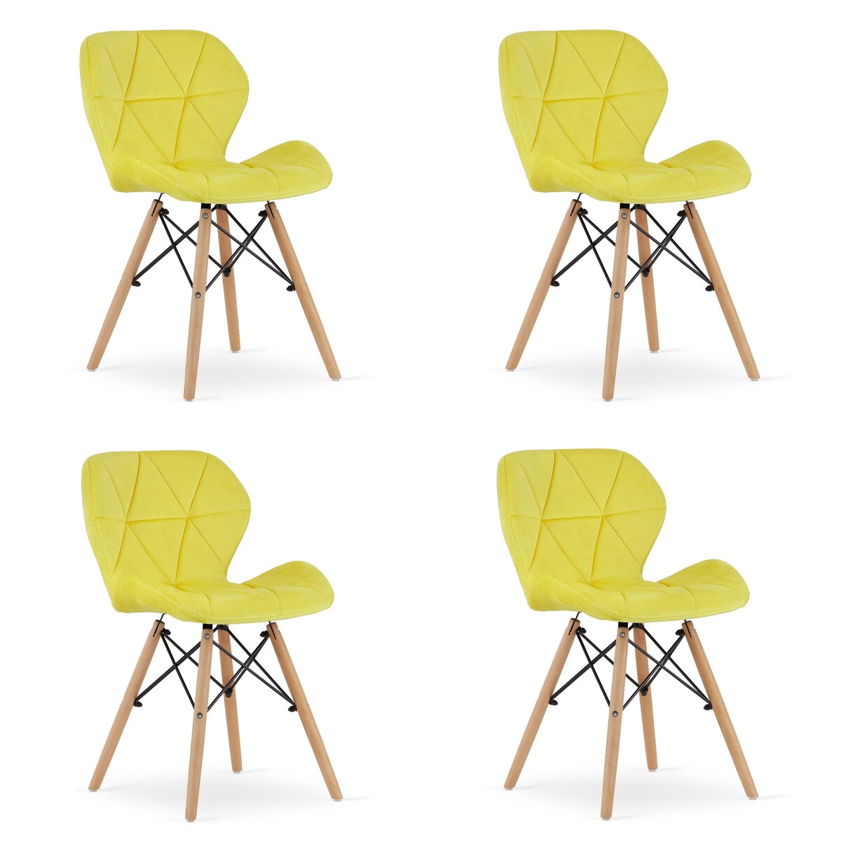 Krzesło Do Jadalni Kuchni Salonu Lago Aksamit - Żółte X 4