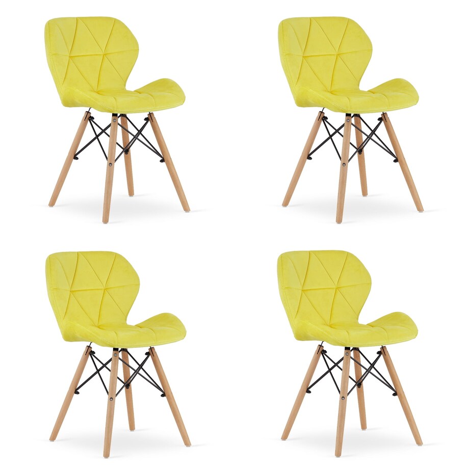 Krzesło Do Jadalni Kuchni Salonu Lago Aksamit - Żółte X 4