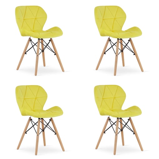 Krzesło Do Jadalni Kuchni Salonu Lago Aksamit - Żółte X 4