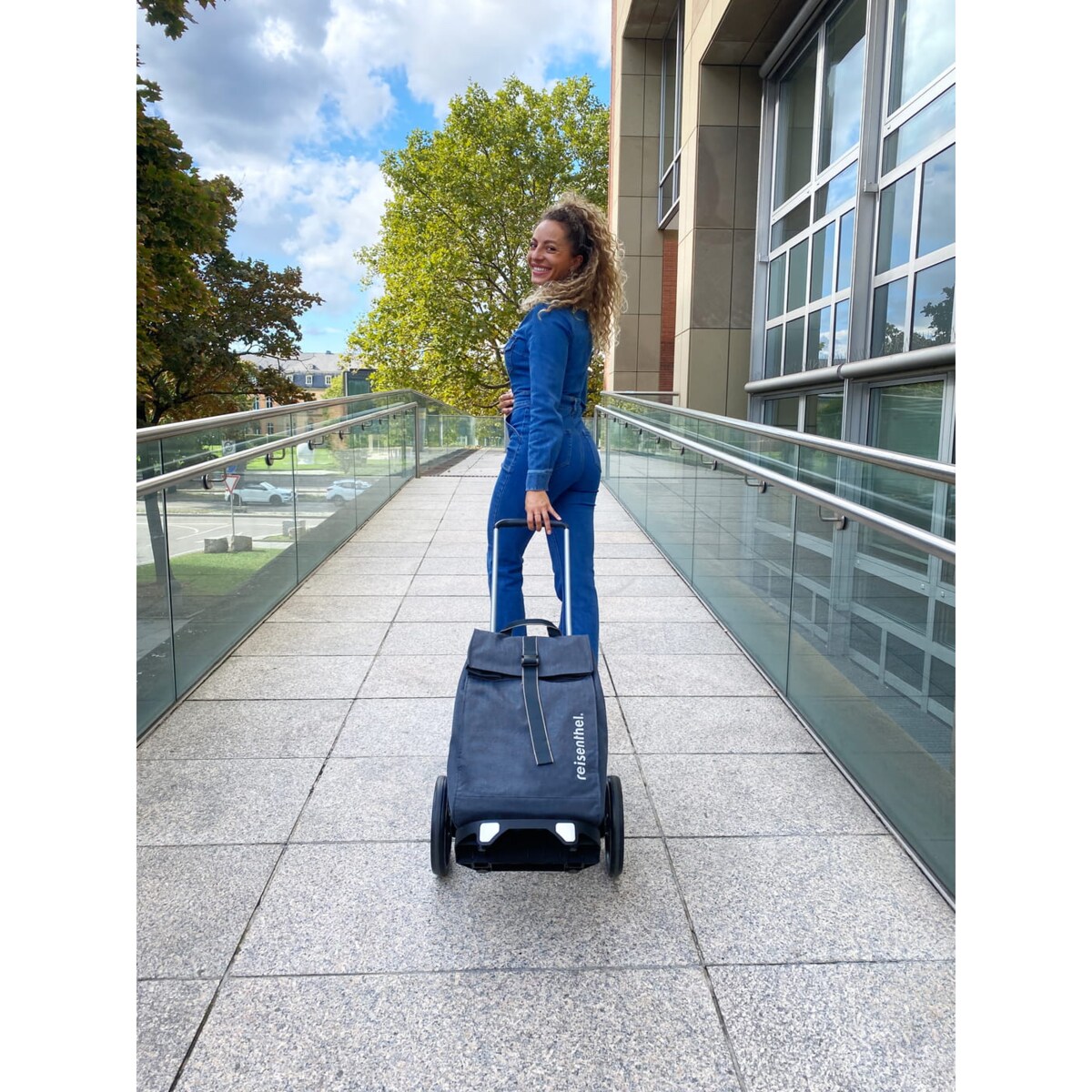 Wózek na zakupy CITYCRUISER, herringbone dark blue