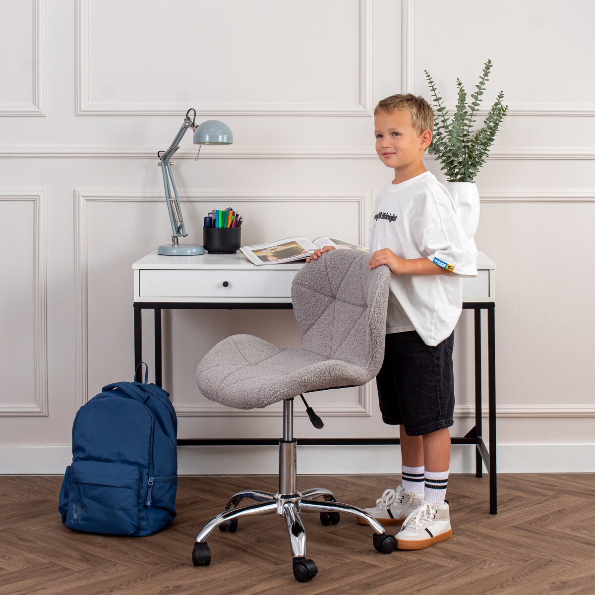 Fotel do biura obrotowy nowoczesny szary