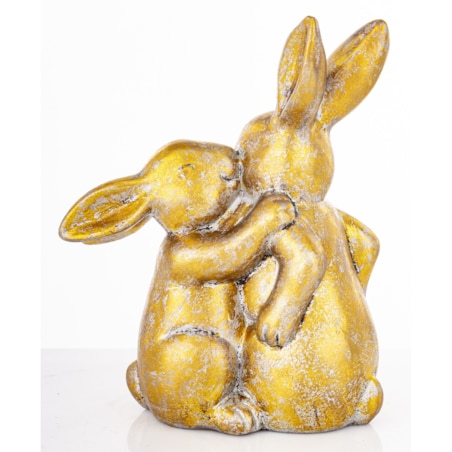 Dekoracja - figurka 2 złote przytulone króliczki 24x19,5x10 cm BRAKUMI-2