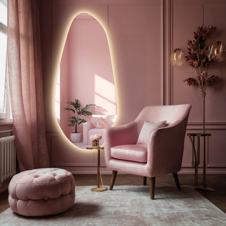 Lustro organiczne do toaletki z podświetleniem - JASPIS LED