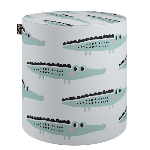 Puf Bobby, ecru-zielony, ø40, wys. 40 cm, Magic Collection